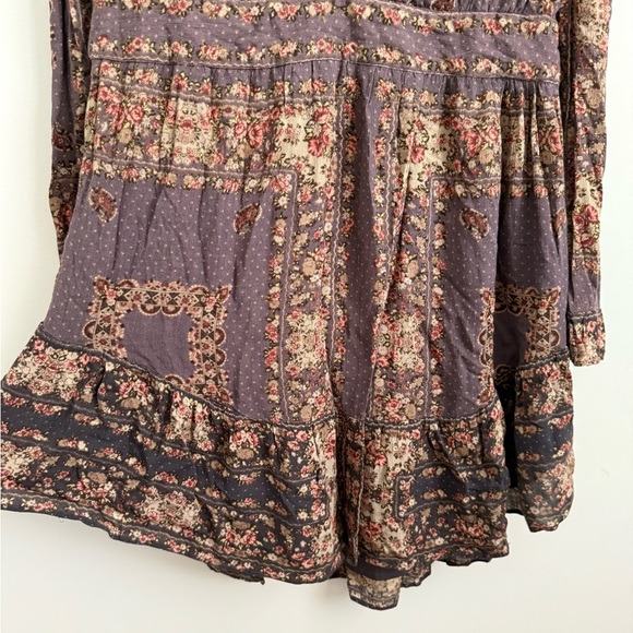 Anthropologie Free People Dark Floral Tie-Neck Dress - Picture 3 of 8